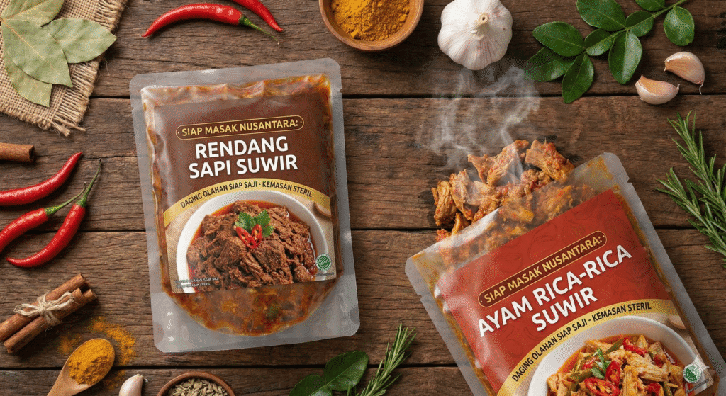 Daging olahan siap saji kemasan steril