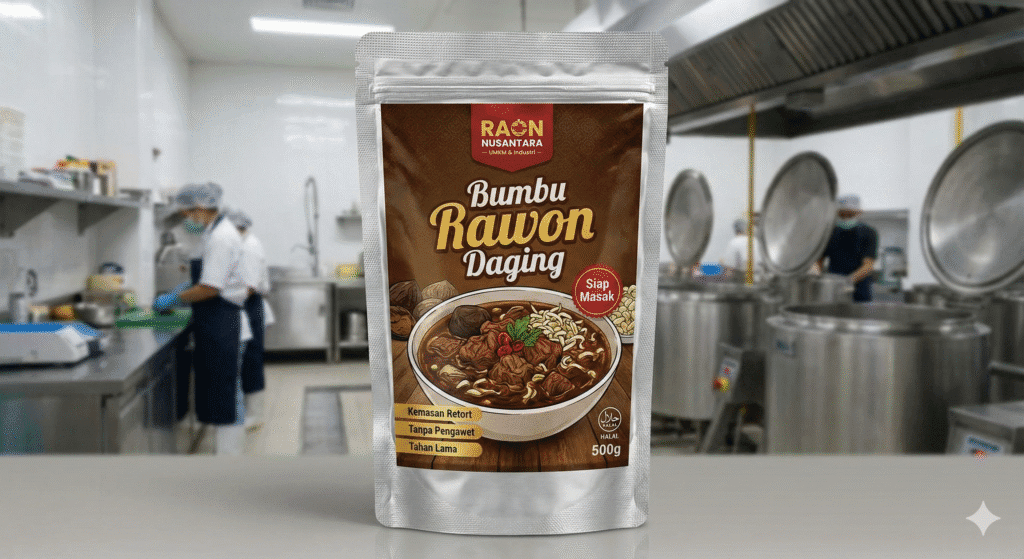 buatkan gambar Bumbu Rawon Kemasan Retort untuk Kebutuhan UMKM dan Industri